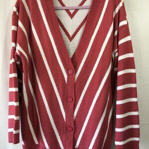 Stripped Button Front Sweater/Cardigan